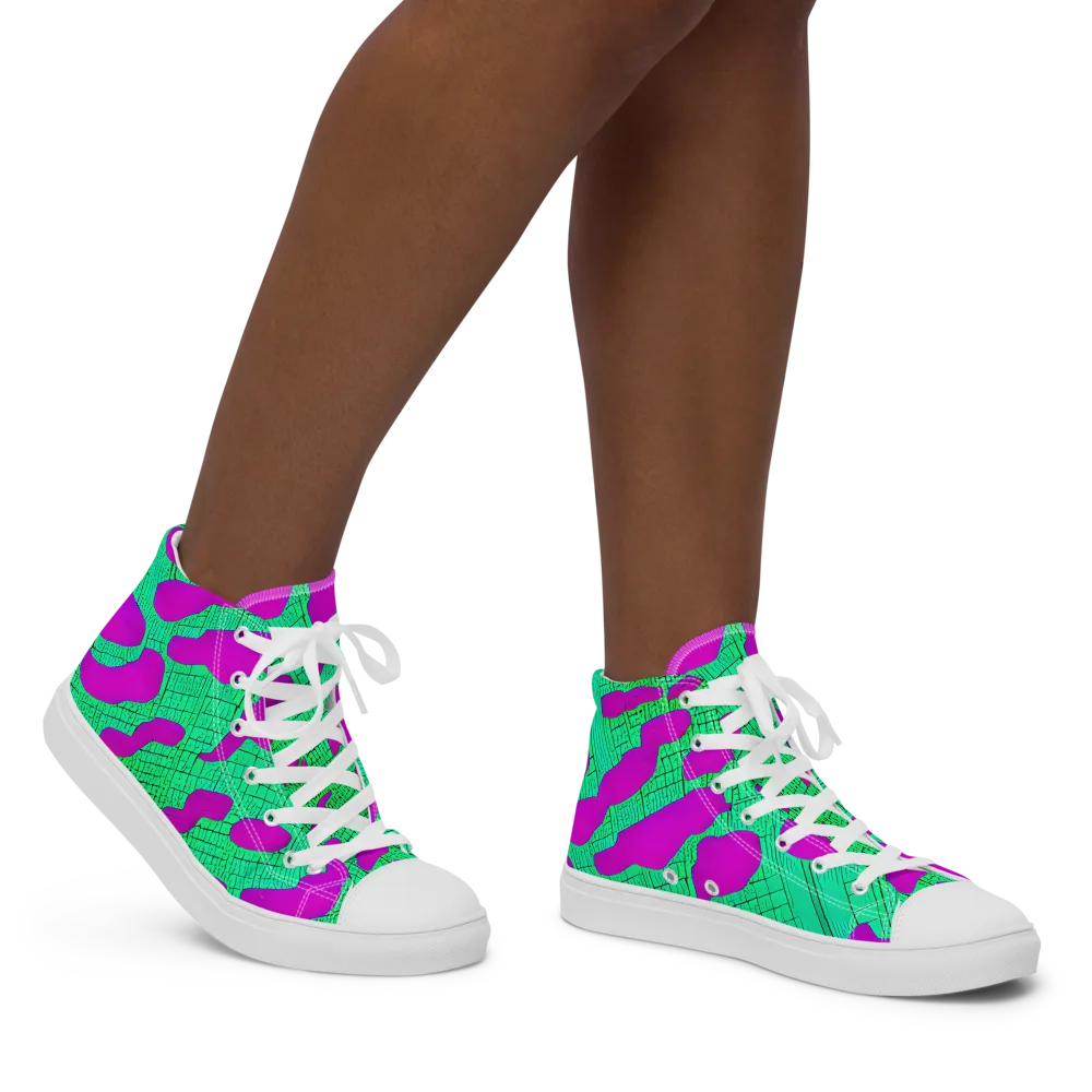 Electric Scale on Women's High Top Canvas Shoes — Right