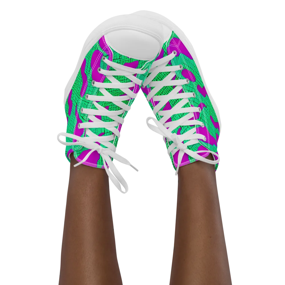 Electric Scale on Women's High Top Canvas Shoes — Front