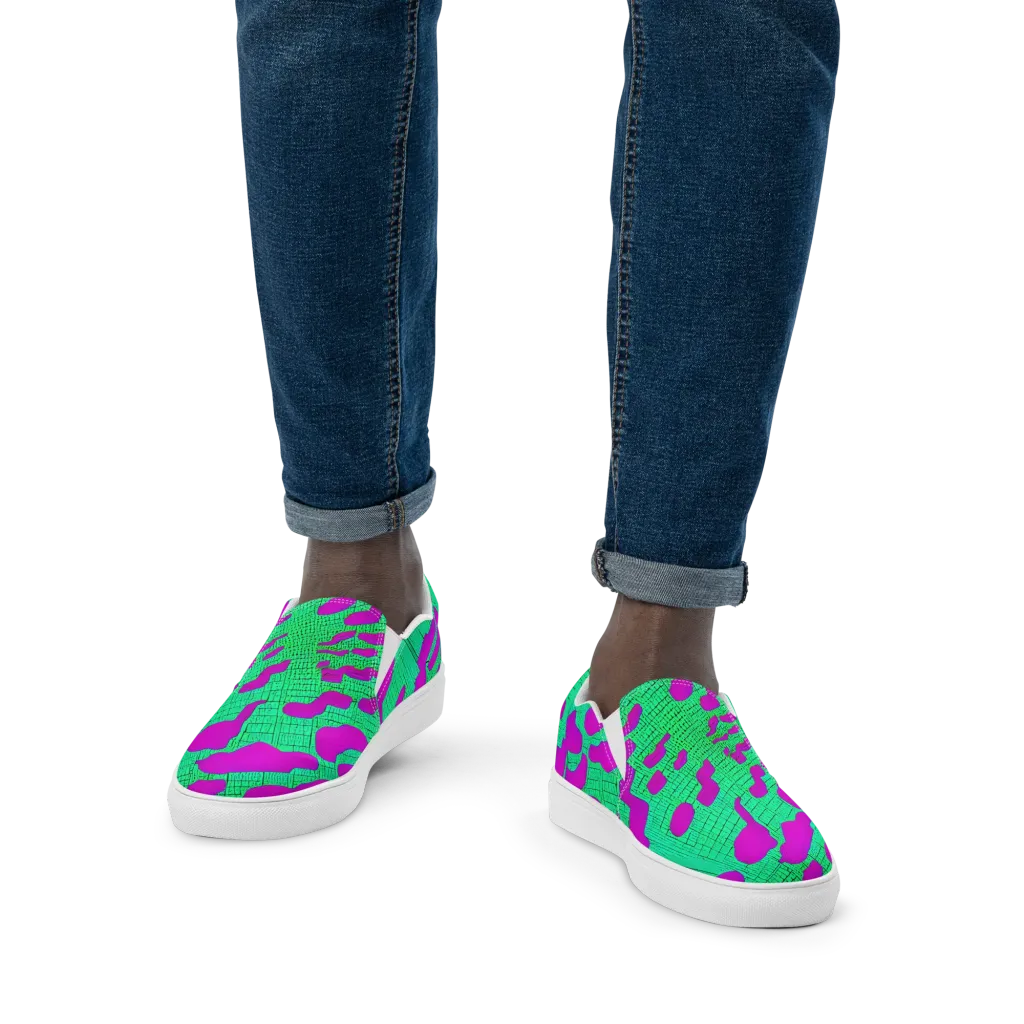 Electric Scale on Men's Slip-On Canvas Shoes — Front