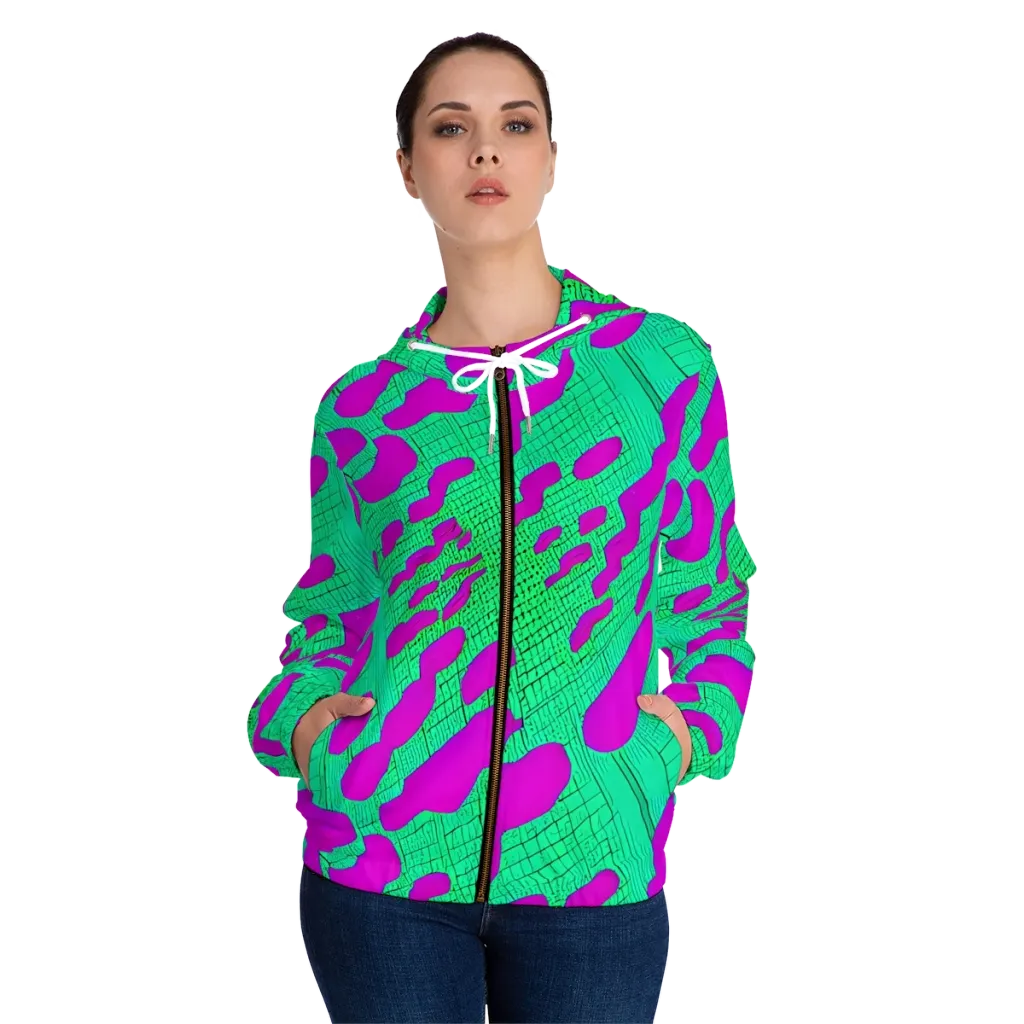 Electric Scale on Women's Full-Zip Hoodie — Front On Person