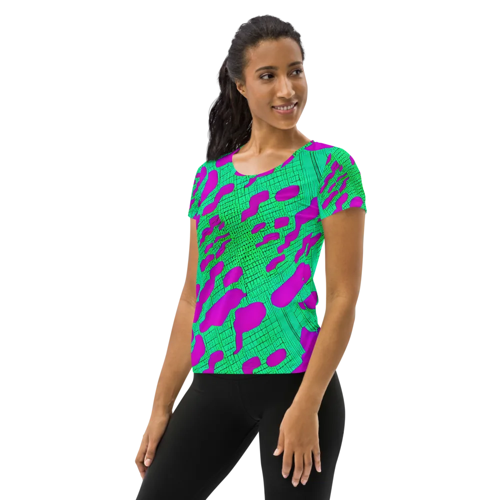 Electric Scale on Women's Athletic T-Shirt — Left