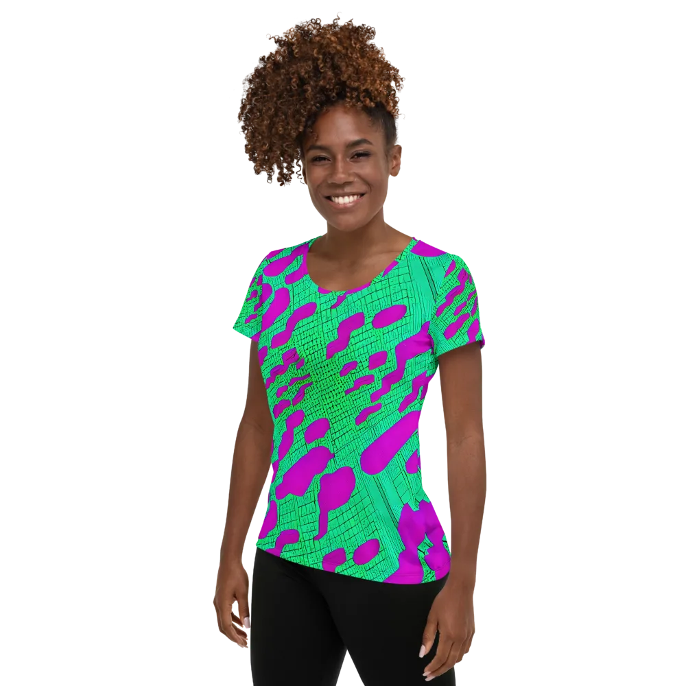 Electric Scale on Women's Athletic T-Shirt — Left