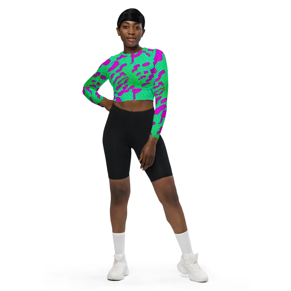 Electric Scale on Long Sleeve Crop Top — Front
