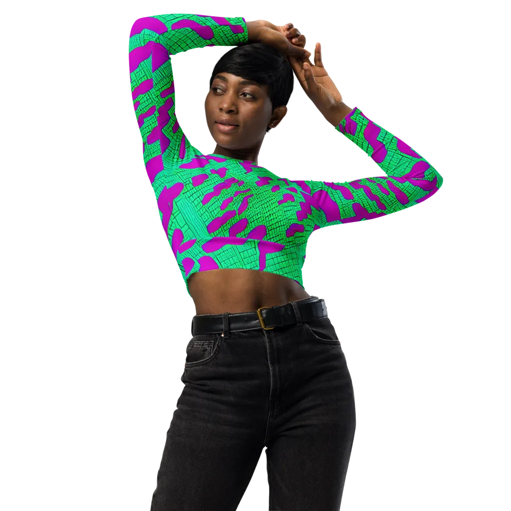 Electric Scale on Long Sleeve Crop Top — Front