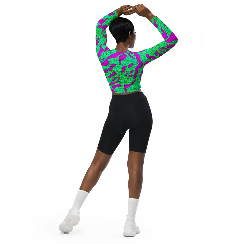 Electric Scale on Long Sleeve Crop Top — Back