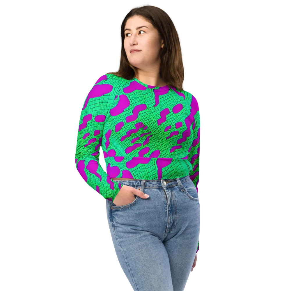Electric Scale on Long Sleeve Crop Top — Front