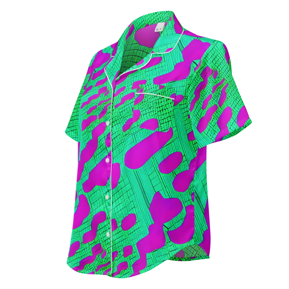 Electric Scale on Women's Short Sleeve Pajama Top — Left Front