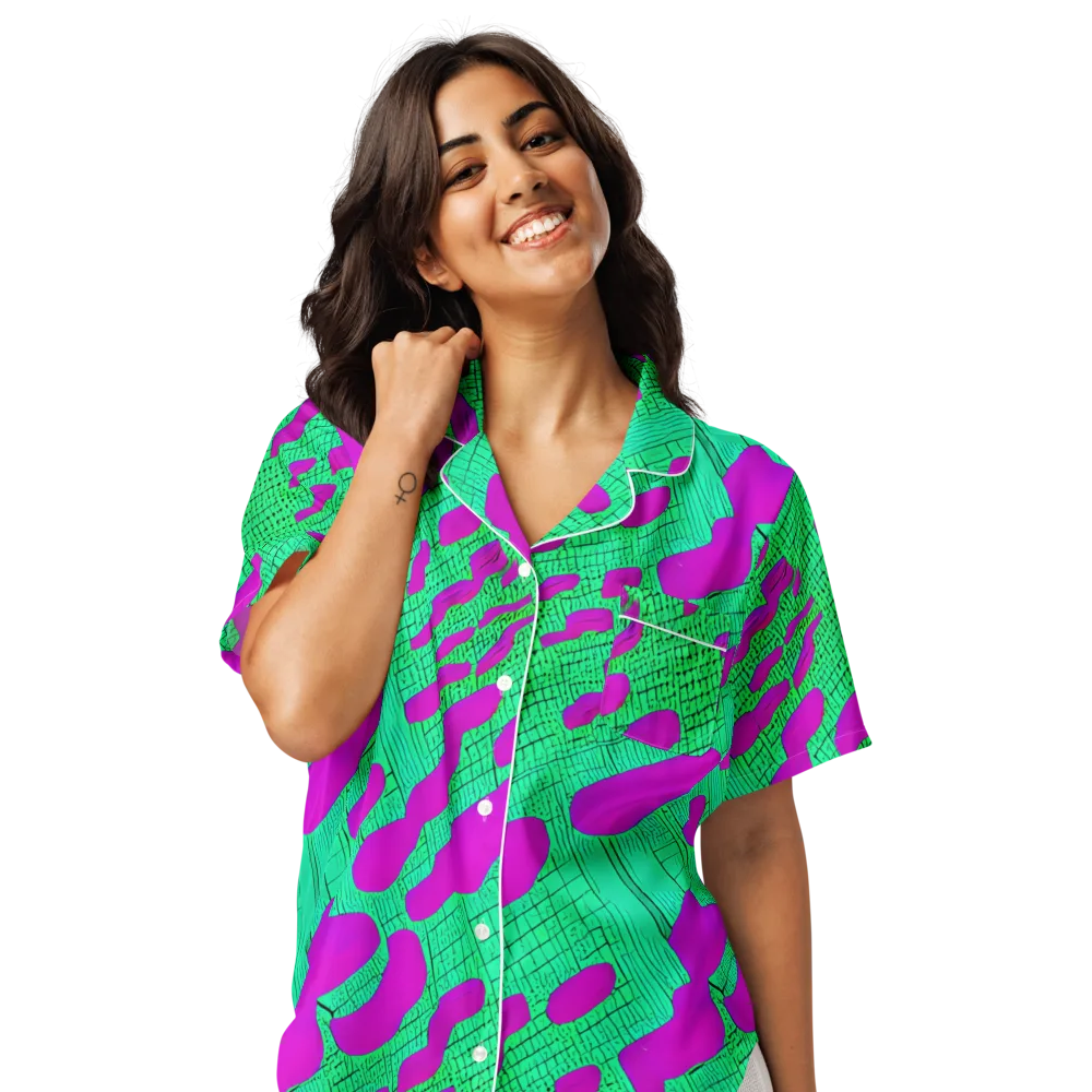 Electric Scale on Women's Short Sleeve Pajama Top — Front