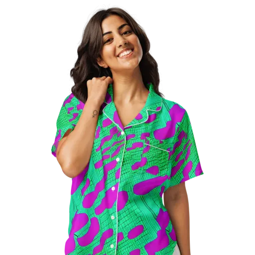 Electric Scale on a Women's Short Sleeve Pajama Top