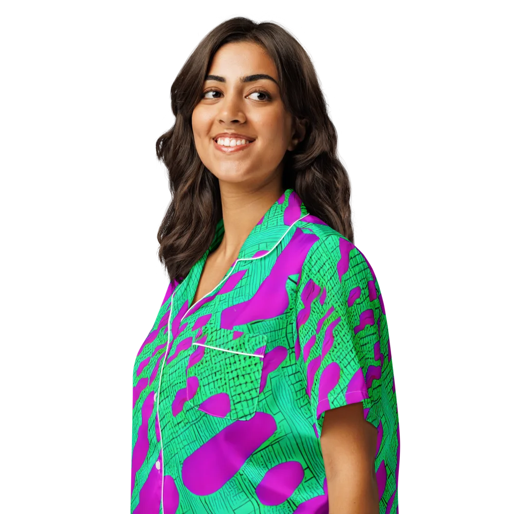 Electric Scale on Women's Short Sleeve Pajama Top — Left Front