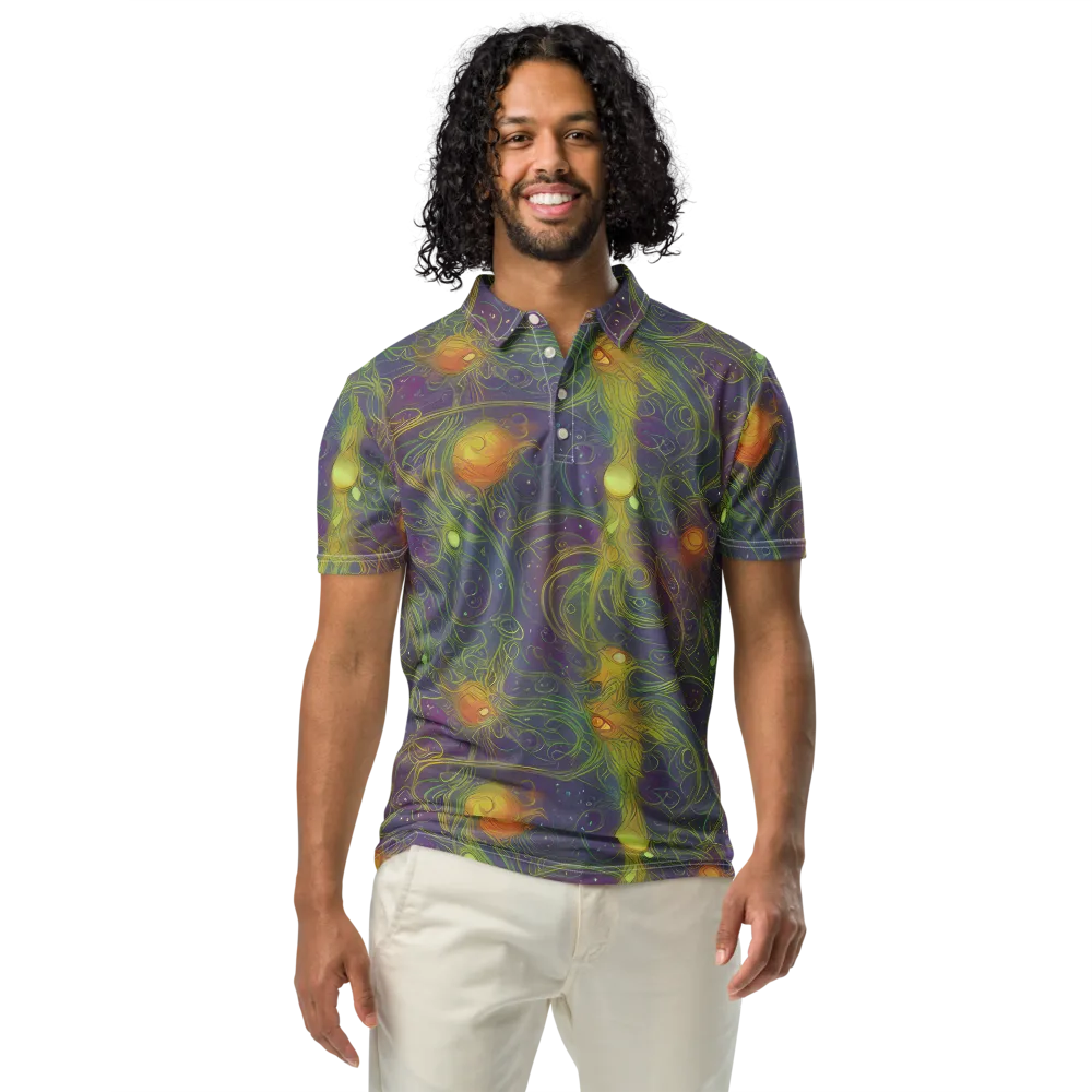 Bioluminal Garden on Men's Slim Fit Polo Shirt — Front