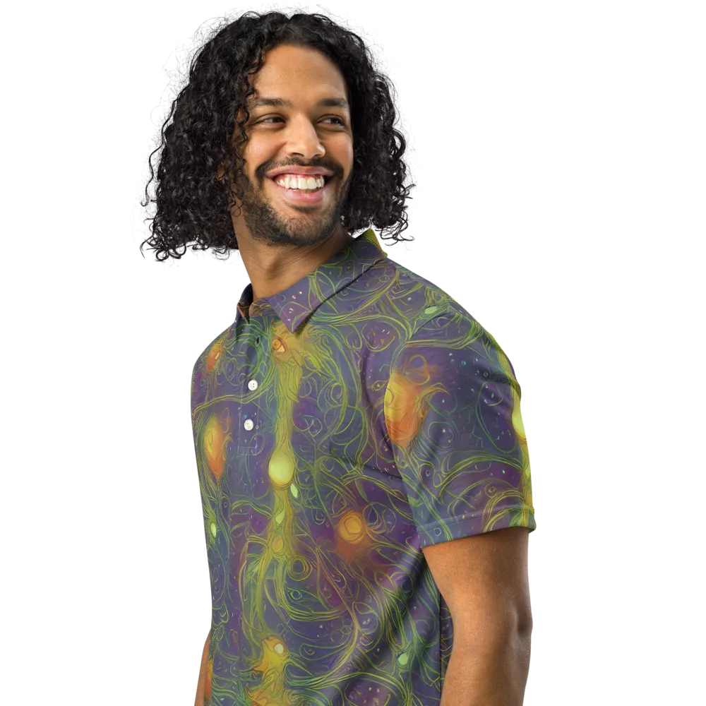 Bioluminal Garden on Men's Slim Fit Polo Shirt — Left Front