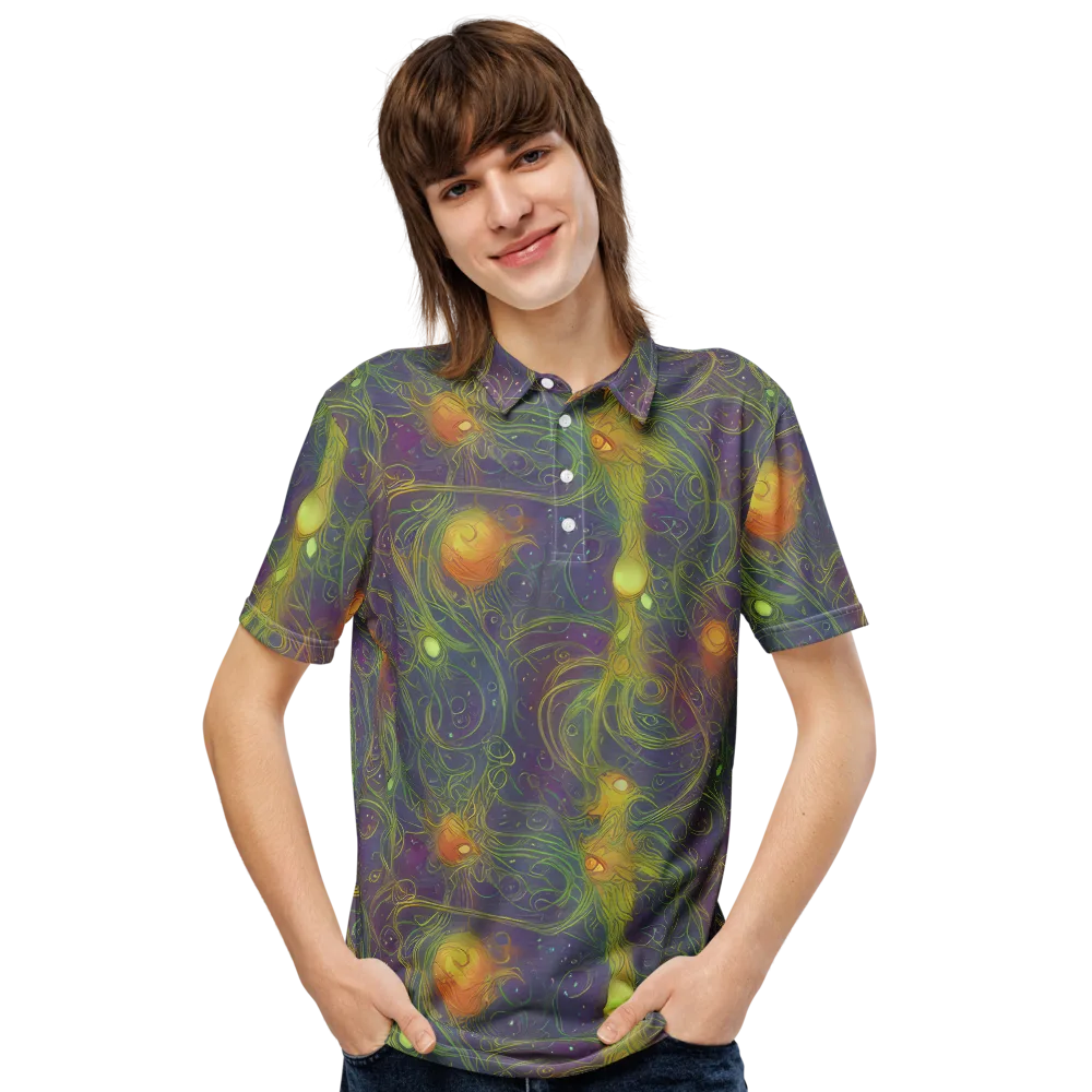 Bioluminal Garden on Men's Slim Fit Polo Shirt — Front