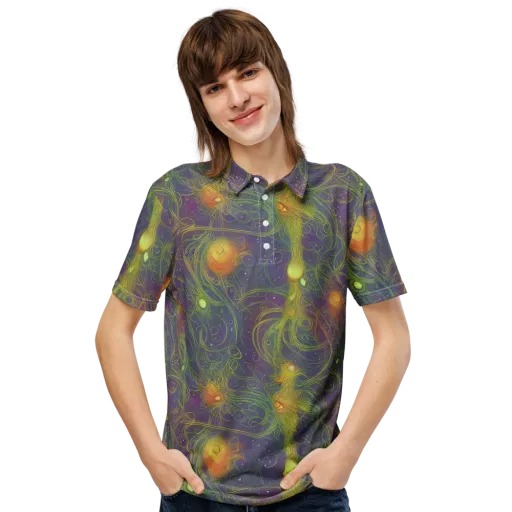 Bioluminal Garden on a Men's Slim Fit Polo Shirt