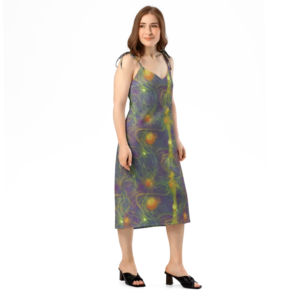 Bioluminal Garden on Slip Dress — Right Front