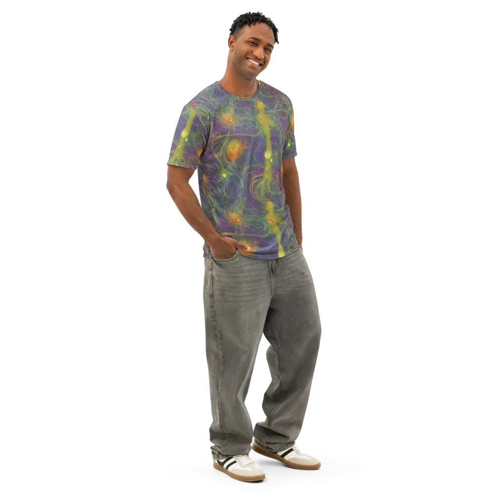 Bioluminal Garden on Men's Cotton Crew Neck T-Shirt — Right Front