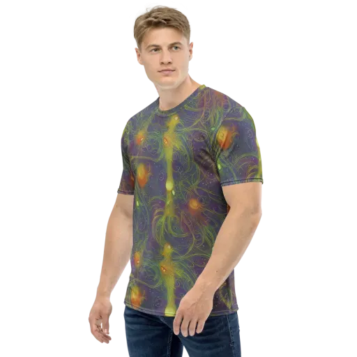 Bioluminal Garden on a Men's Crew Neck T-Shirt