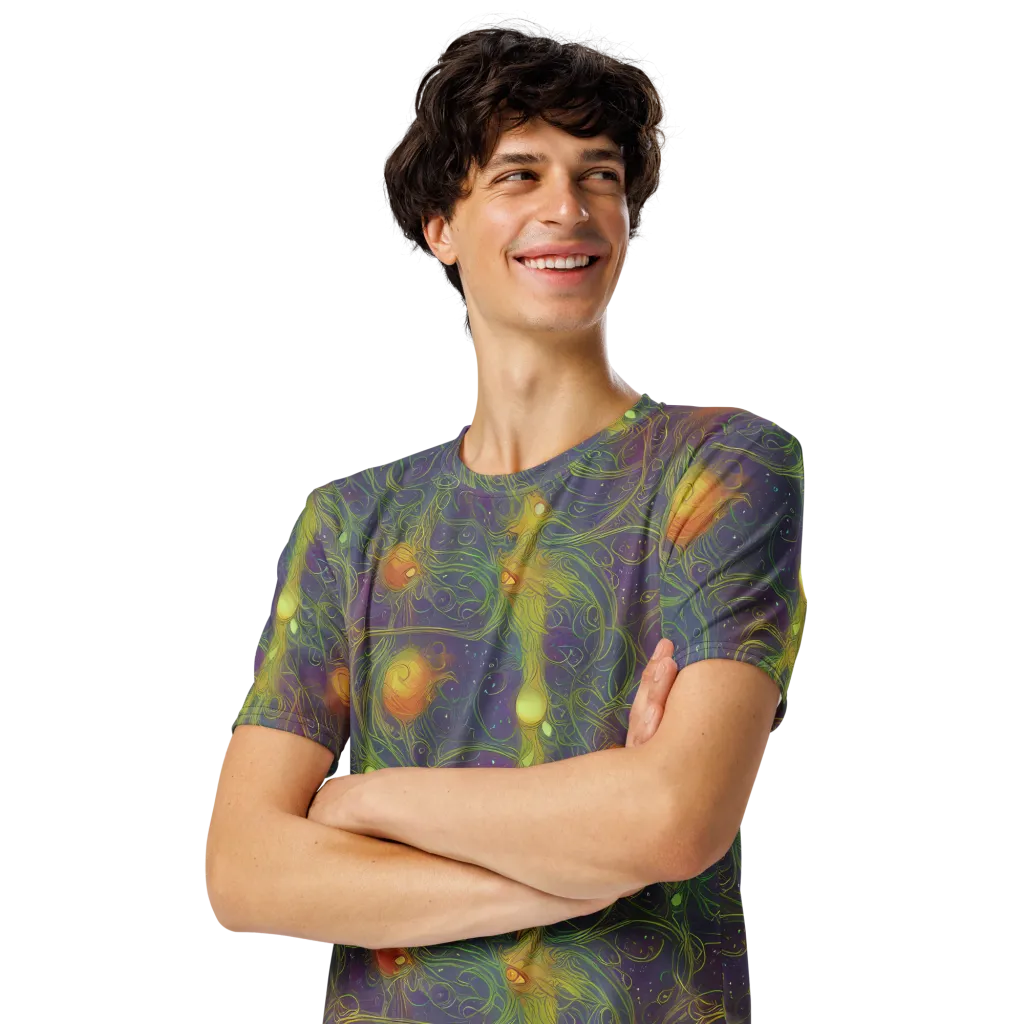 Bioluminal Garden on Men's Crew Neck T-Shirt — Left Front