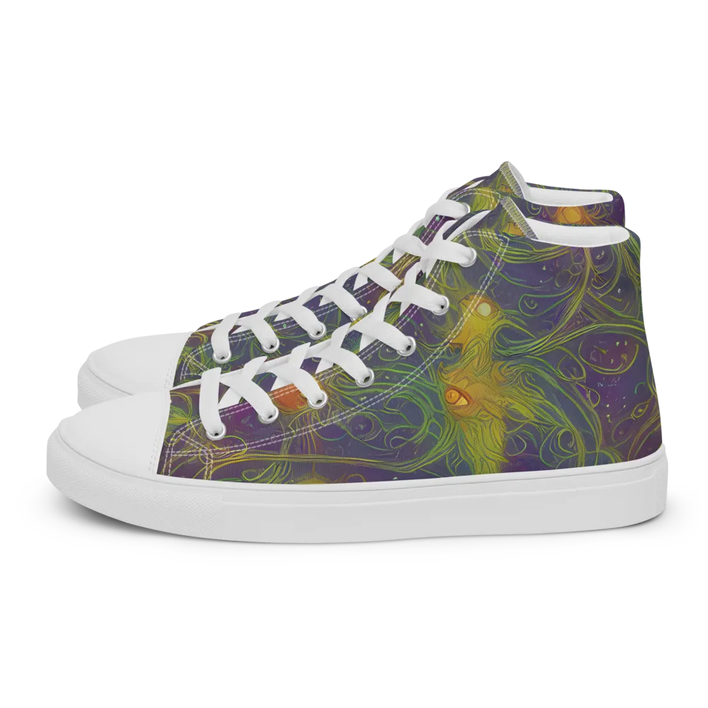 Bioluminal Garden on Men's High Top Canvas Shoes — Left