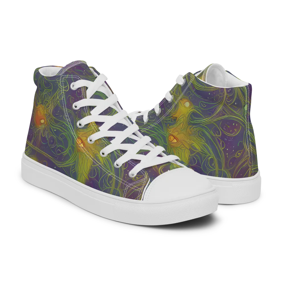 Bioluminal Garden on Men's High Top Canvas Shoes — Right