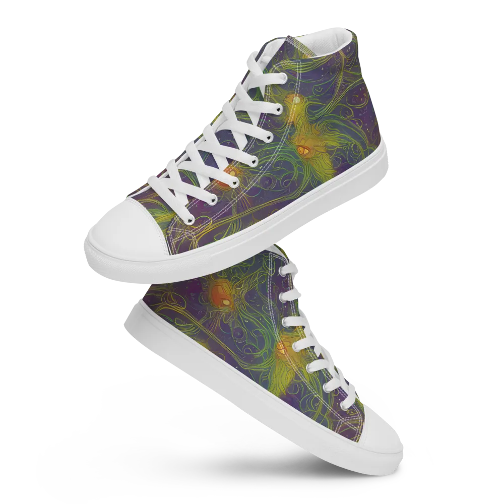 Bioluminal Garden on Men's High Top Canvas Shoes — Front