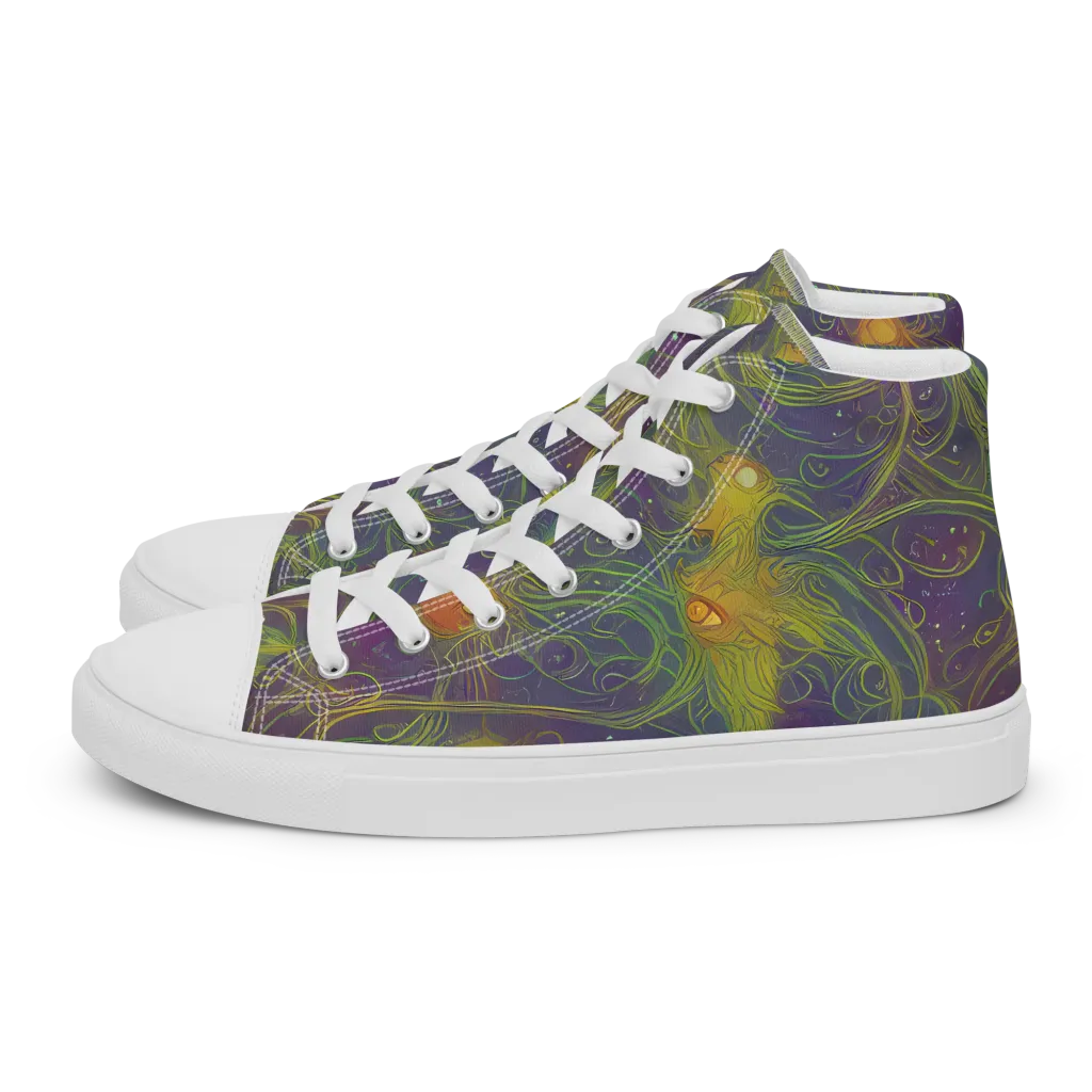 Bioluminal Garden on Women's High Top Canvas Shoes — Left