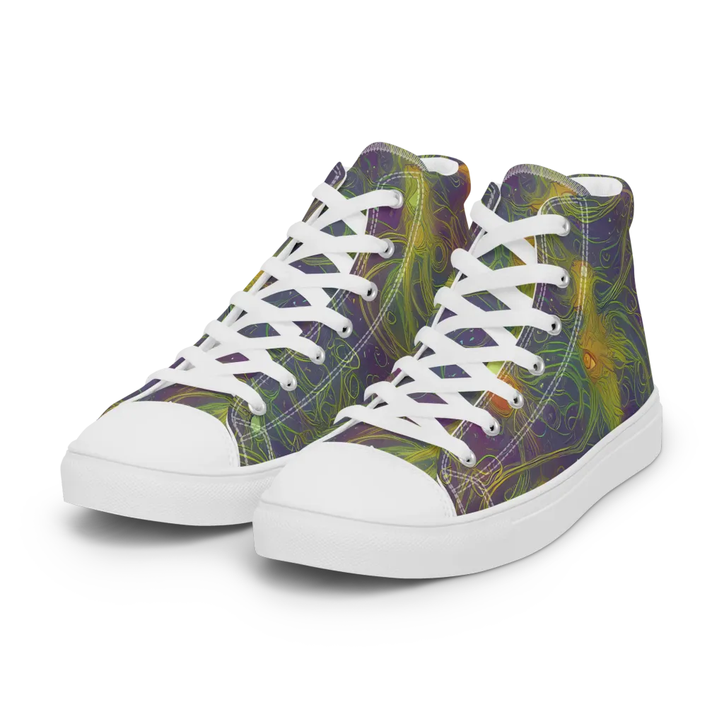 Bioluminal Garden on Women's High Top Canvas Shoes — Left Front