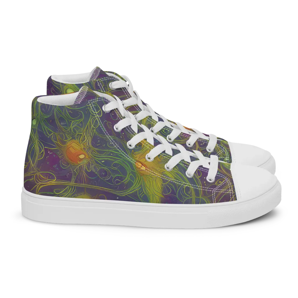 Bioluminal Garden on Women's High Top Canvas Shoes — Right