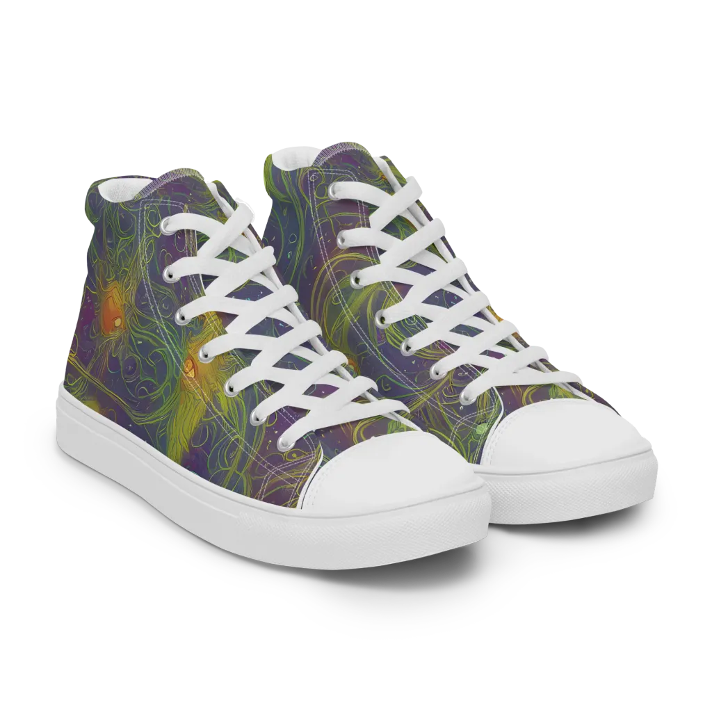 Bioluminal Garden on Women's High Top Canvas Shoes — Right Front