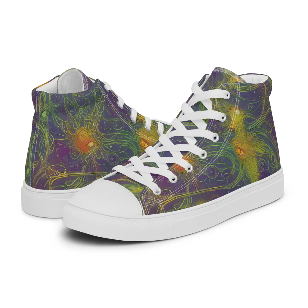 Bioluminal Garden on Women's High Top Canvas Shoes — Left
