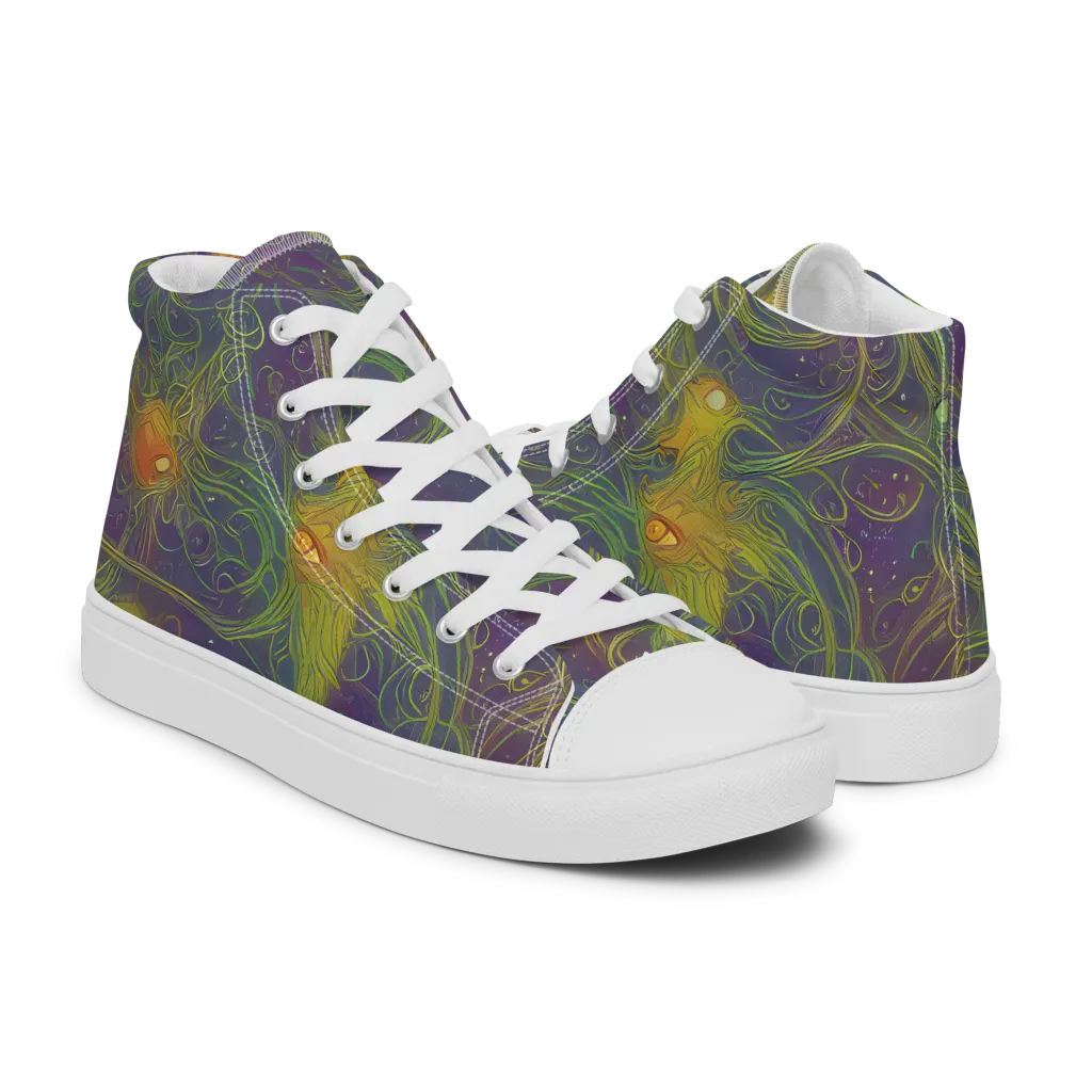 Bioluminal Garden on Women's High Top Canvas Shoes — Right