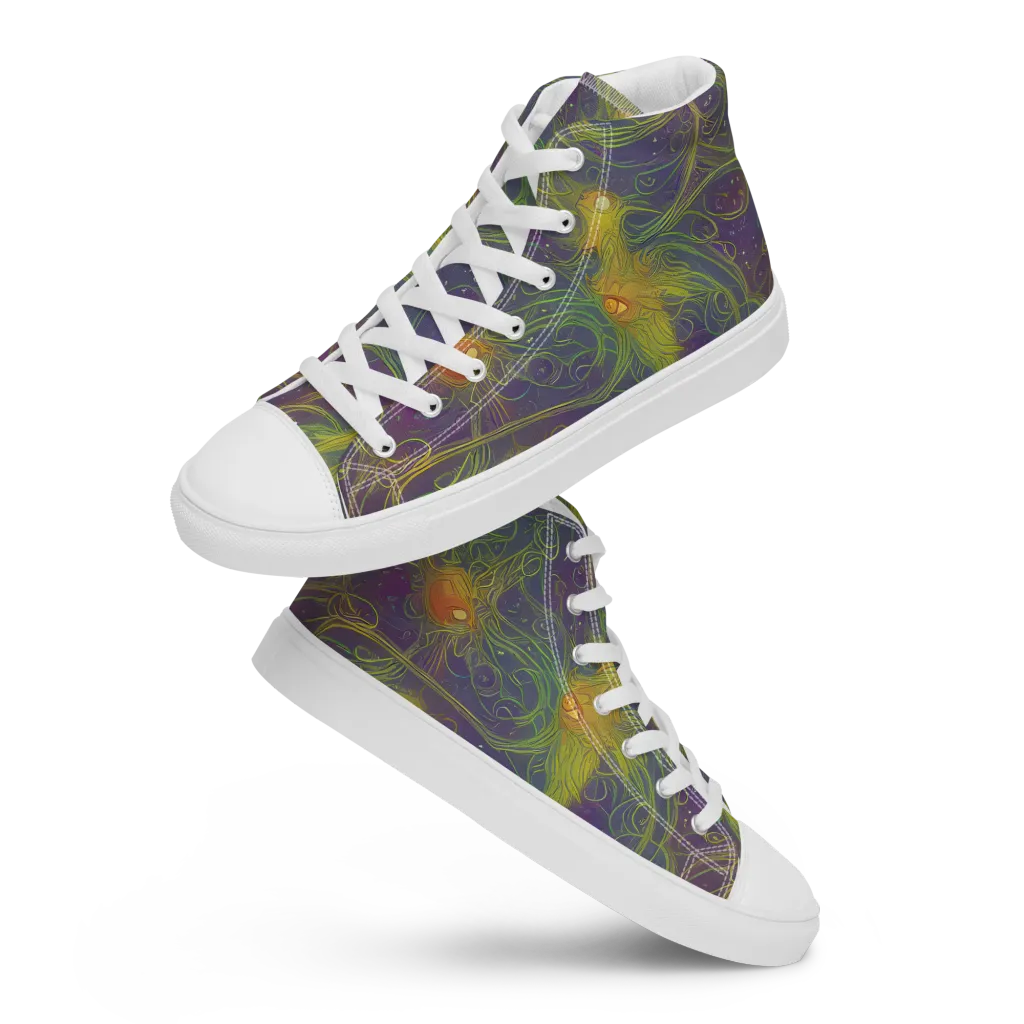 Bioluminal Garden on Women's High Top Canvas Shoes — Front