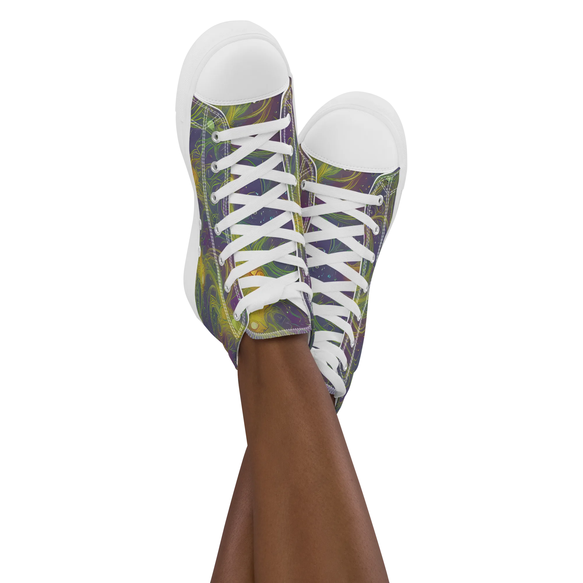 Bioluminal Garden on Women's High Top Canvas Shoes — Front