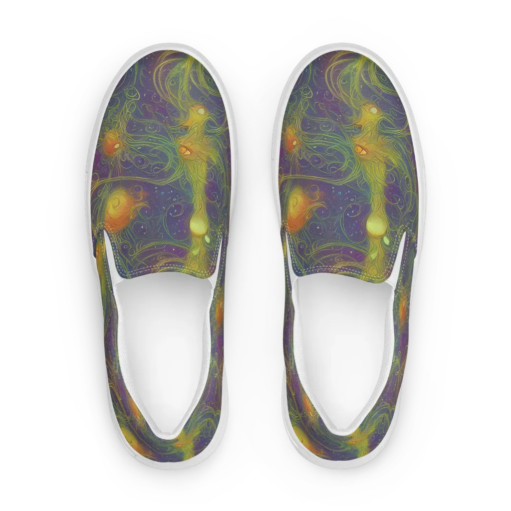 Bioluminal Garden on Men's Slip-On Canvas Shoes — Front