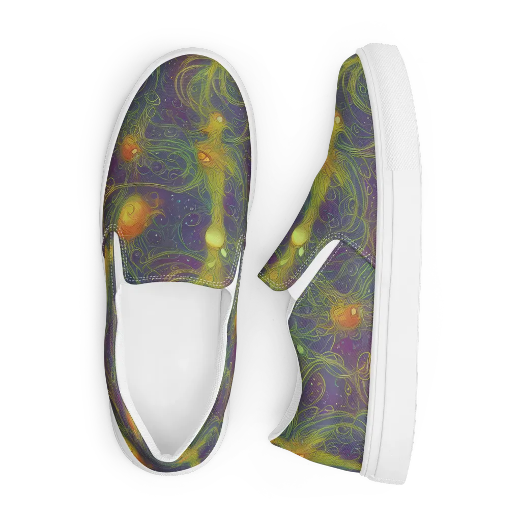 Bioluminal Garden on Men's Slip-On Canvas Shoes — Front