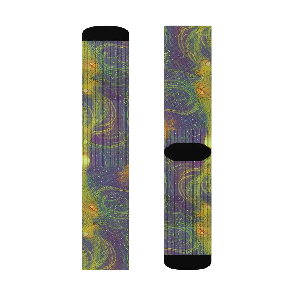 Bioluminal Garden on Socks — Left Sock