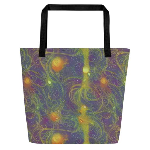 Bioluminal Garden on a Large Tote Bag W/ Pocket