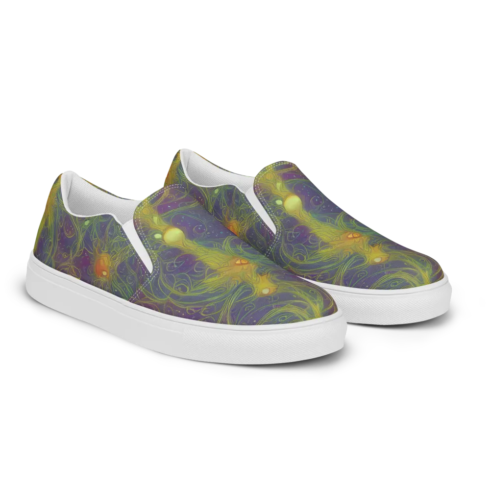 Bioluminal Garden on Women's Slip-On Canvas Shoes — Right Front