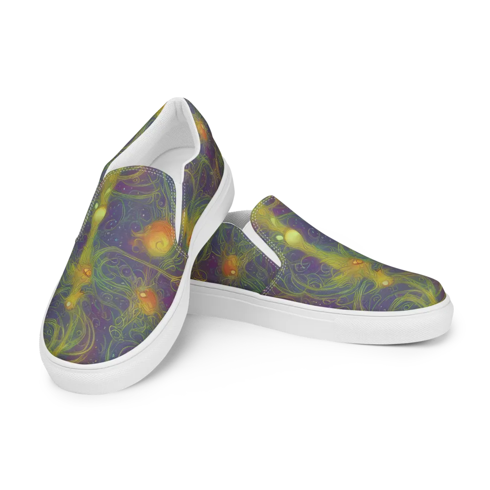 Bioluminal Garden on Women's Slip-On Canvas Shoes — Left Front