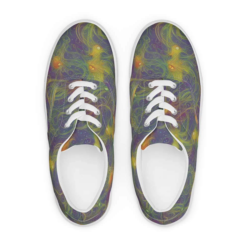 Bioluminal Garden on Men's Lace-Up Canvas Shoes — Front