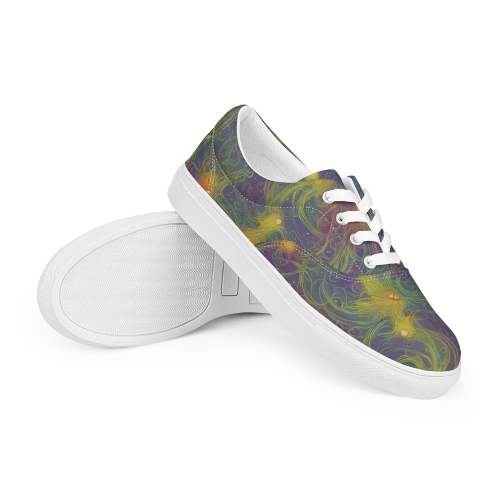 Bioluminal Garden on Men's Lace-Up Canvas Shoes — Right Front