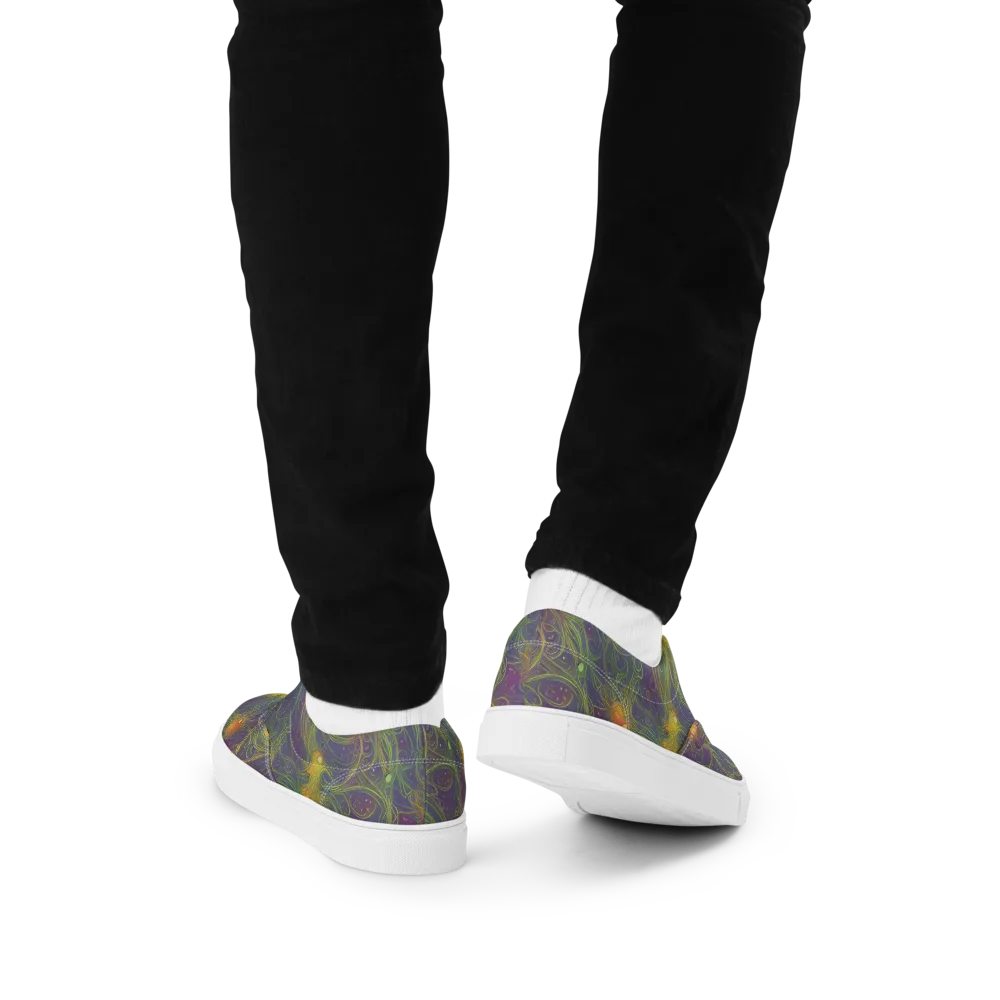 Bioluminal Garden on Men's Lace-Up Canvas Shoes — Back