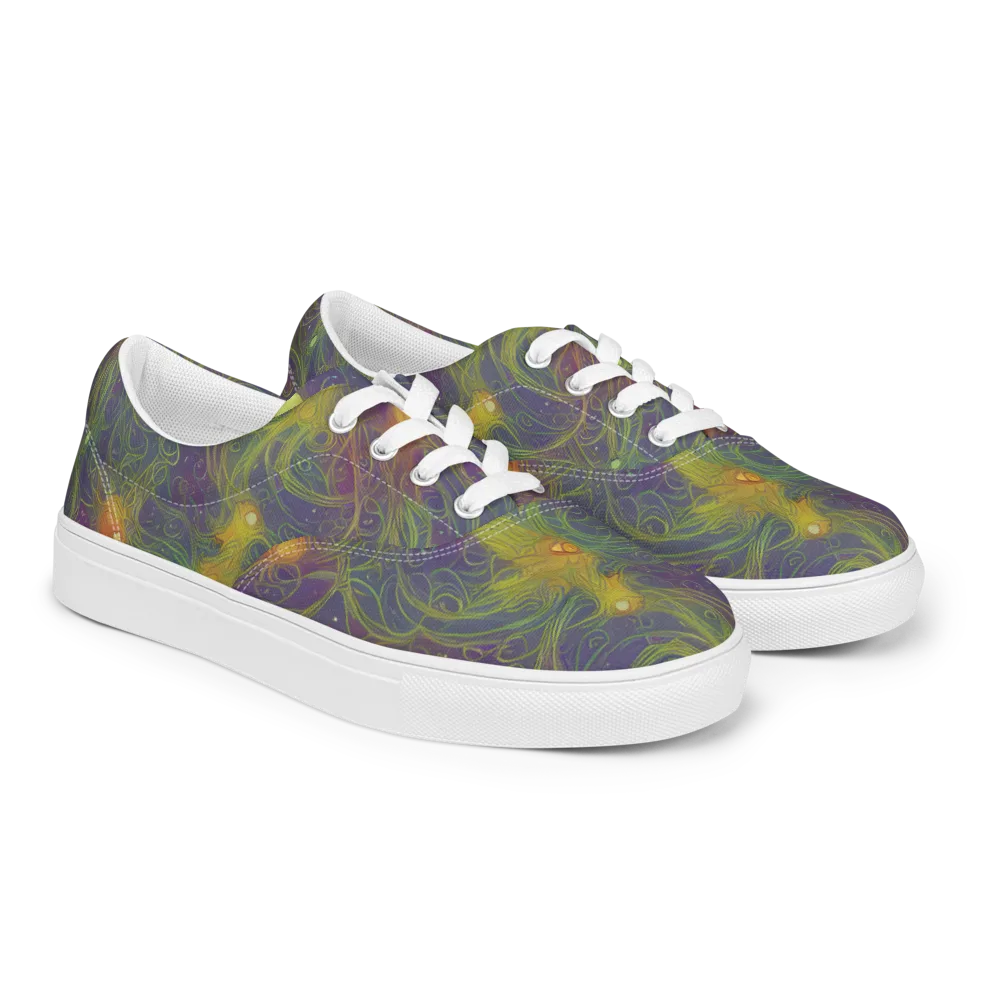 Bioluminal Garden on Men's Lace-Up Canvas Shoes — Right Front