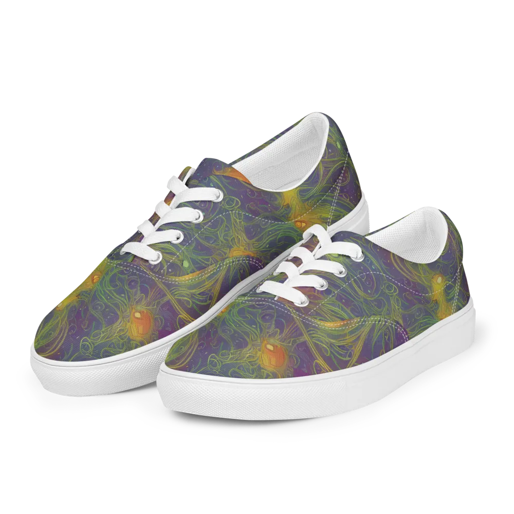 Bioluminal Garden on Men's Lace-Up Canvas Shoes — Left Front
