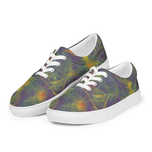 Bioluminal Garden on a Men's Lace-Up Canvas Shoes