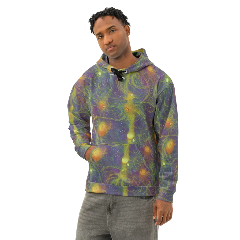 Bioluminal Garden on Cotton Hoodie — Left Front
