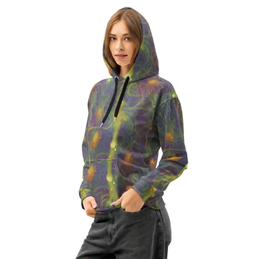Bioluminal Garden on a Cotton Hoodie