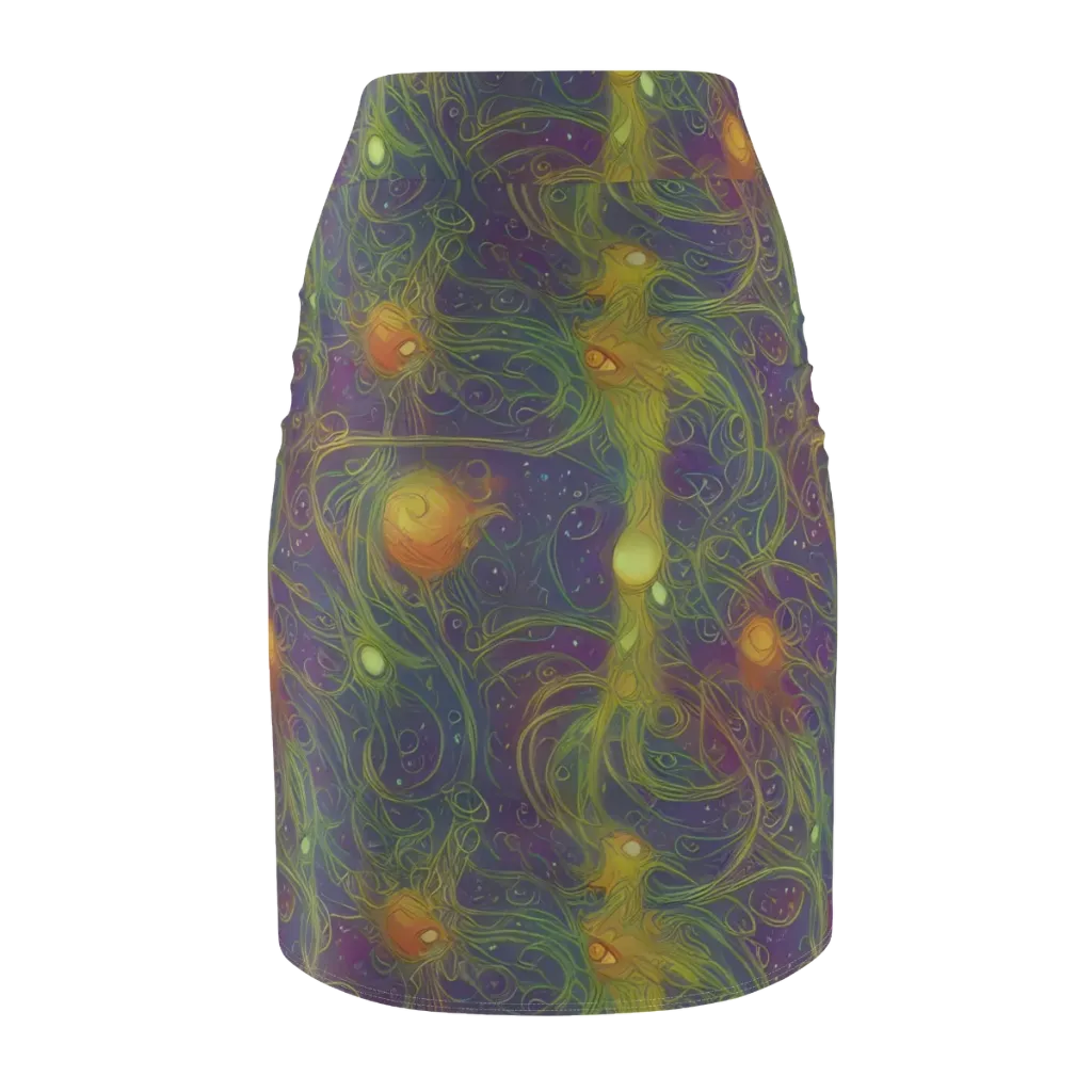 Bioluminal Garden on Pencil Skirt — Back
