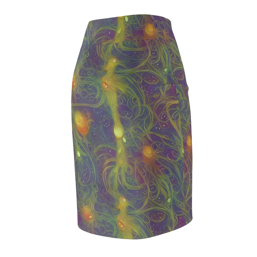 Bioluminal Garden on Pencil Skirt — Back Side