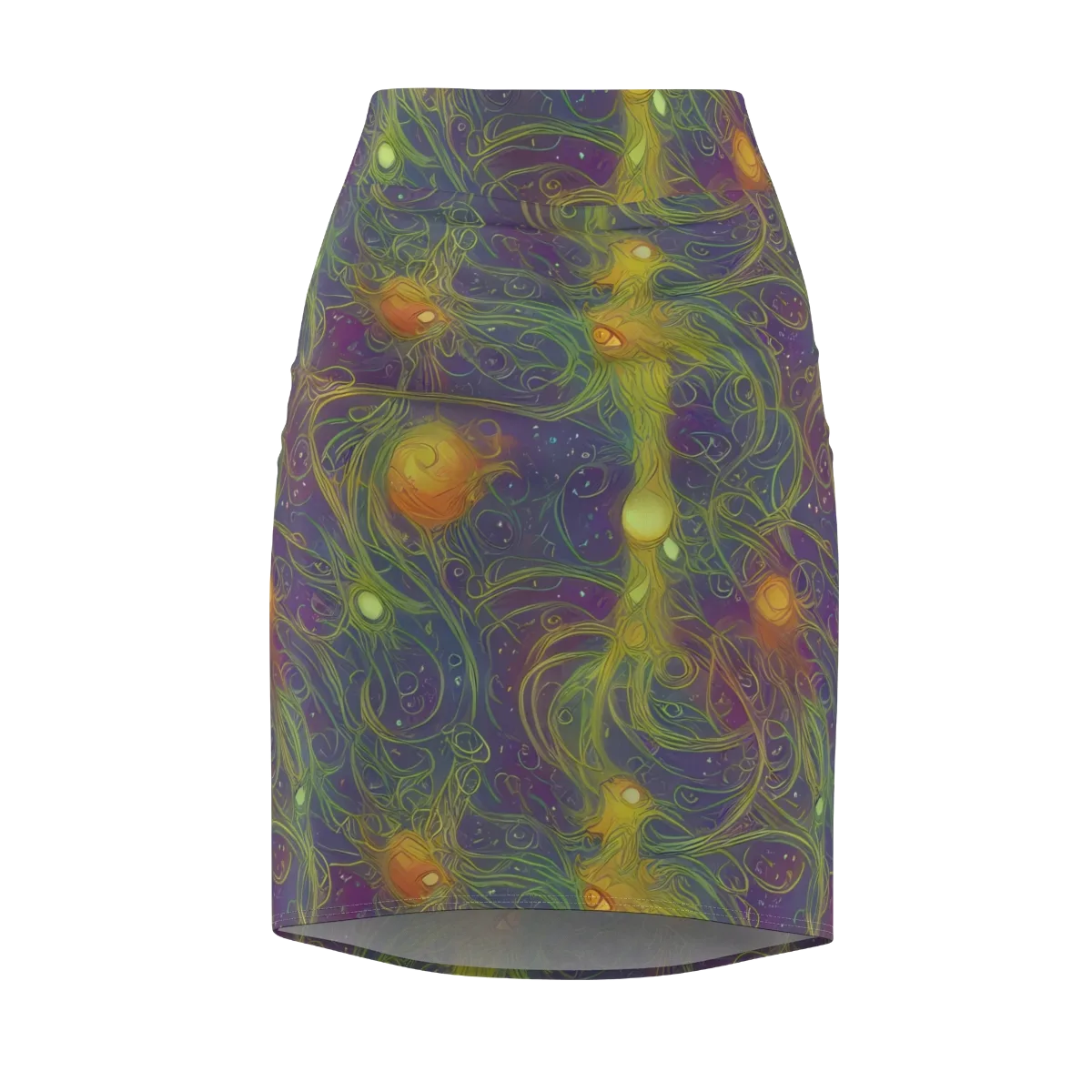 Bioluminal Garden on Pencil Skirt — Front